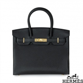 Herms Birkin 30cm Noir Piel De Becerro Togo GHW